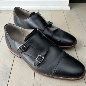 Clarks monk strap leather loafers.